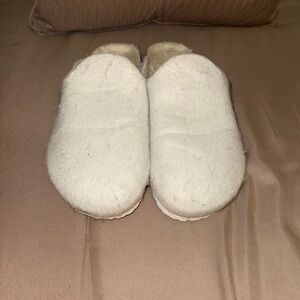 White felt clogs